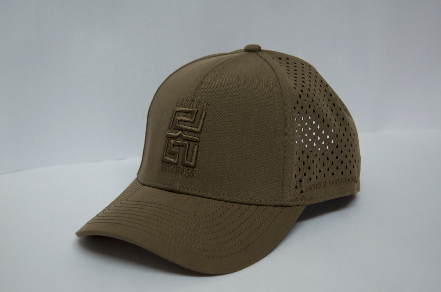 Genderless 6 Panel 3D Front Embroidery Laser perforated back Trucker Hat - Brown