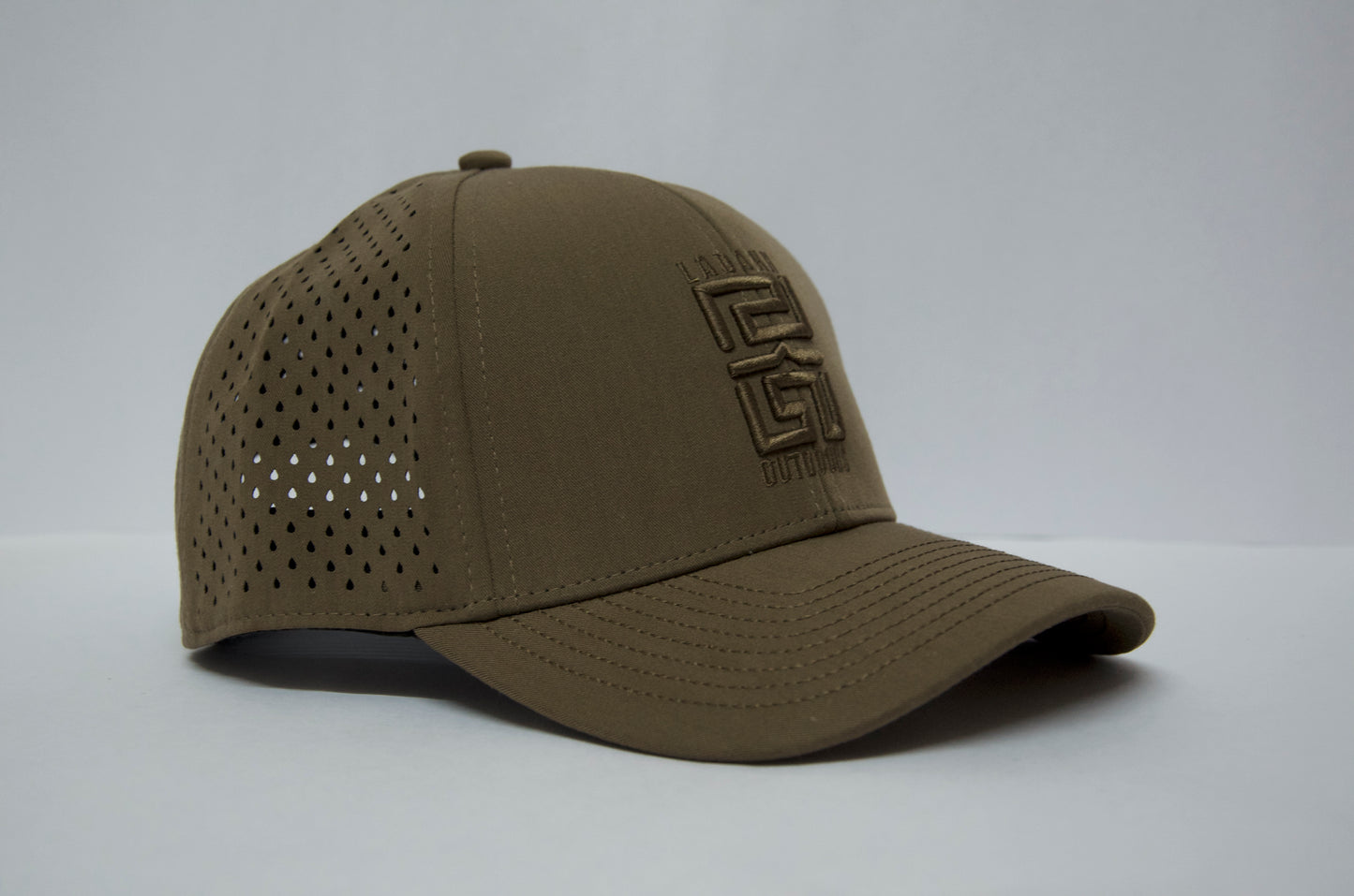 Genderless 6 Panel 3D Front Embroidery Laser perforated back Trucker Hat - Brown