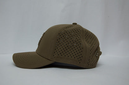 Genderless 6 Panel 3D Front Embroidery Laser perforated back Trucker Hat - Brown