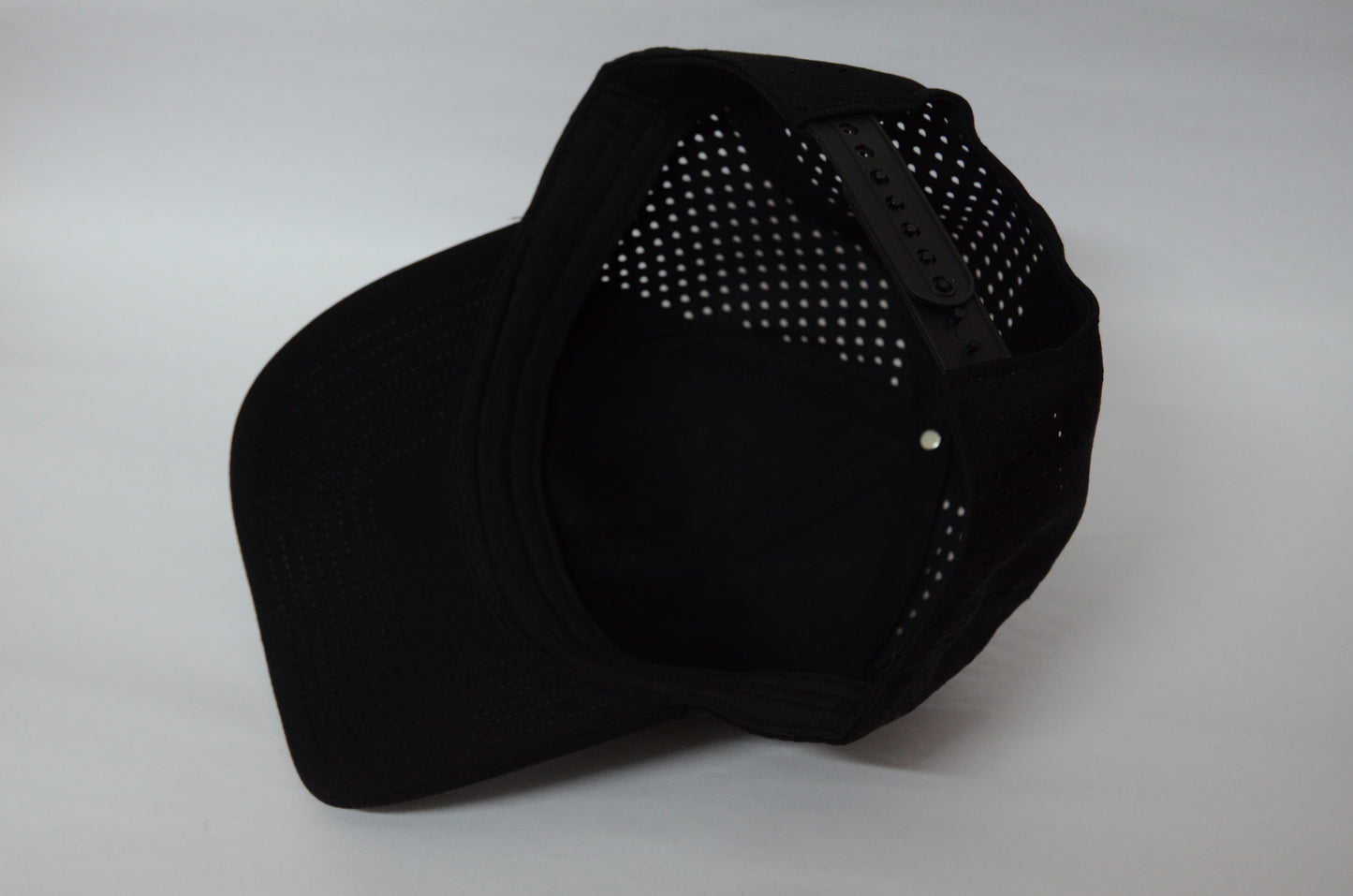 Genderless 6 Panel 3D Front Embroidery Laser perforated back Trucker Hat - Black