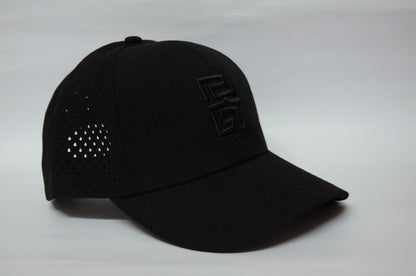 Genderless 6 Panel 3D Front Embroidery Laser perforated back Trucker Hat - Black