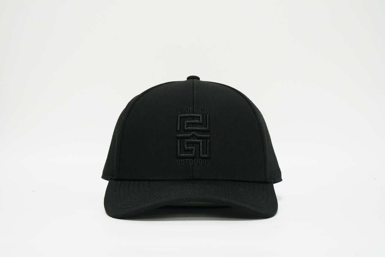 Genderless 6 Panel 3D Front Embroidery Laser perforated back Trucker Hat - Black