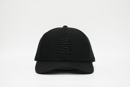 Genderless 6 Panel 3D Front Embroidery Laser perforated back Trucker Hat - Black