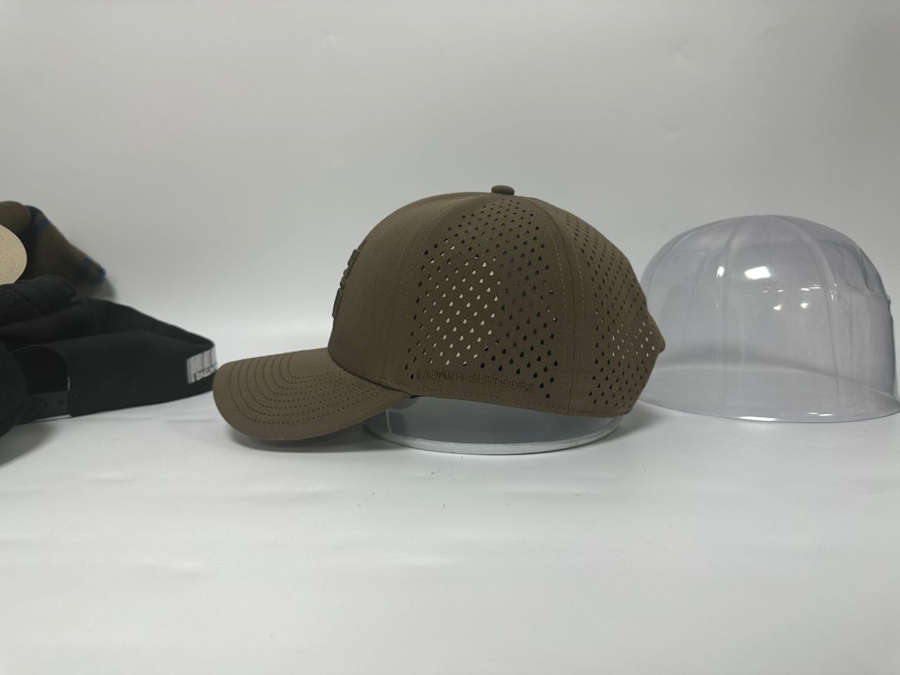 Genderless 6 Panel 3D Front Embroidery Laser perforated back Trucker Hat - Brown