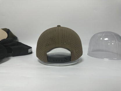 Genderless 6 Panel 3D Front Embroidery Laser perforated back Trucker Hat - Brown