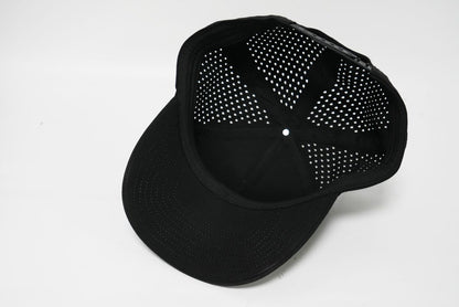 Genderless 6 Panel 3D Front Embroidery Laser perforated back Trucker Hat - Black